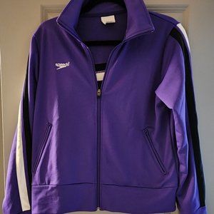 Speedo Woman’s Team Warm Up Jacket - Full Zip, Size M, Purple/Black/white